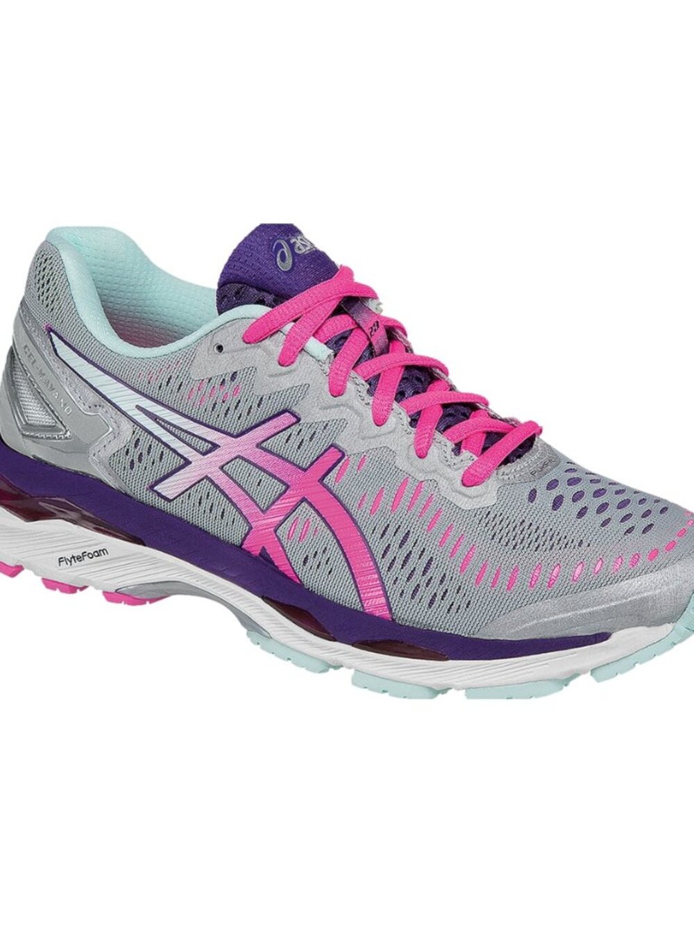 New Asics Gel Kayano 23 Womens Size 9 US Wide (d) Silver Purple Pink Grey